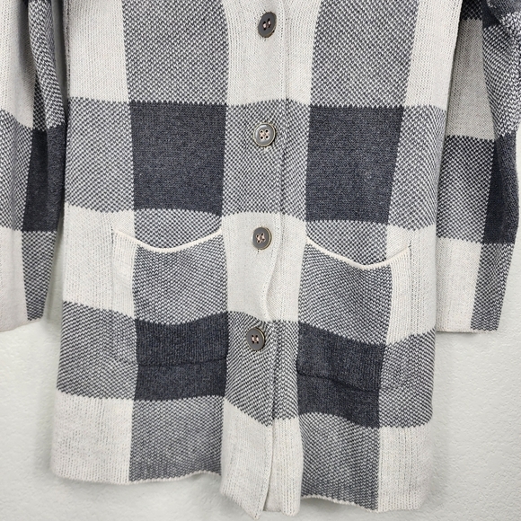 Matilda Jane Plaid Gray/white Button Up Long Cardigan Size XS - Picture 3 of 10